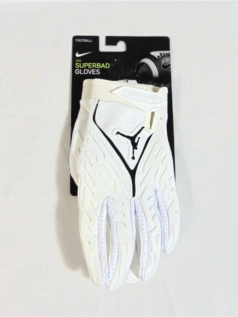Jordan White Football Gloves with Black Jumpman